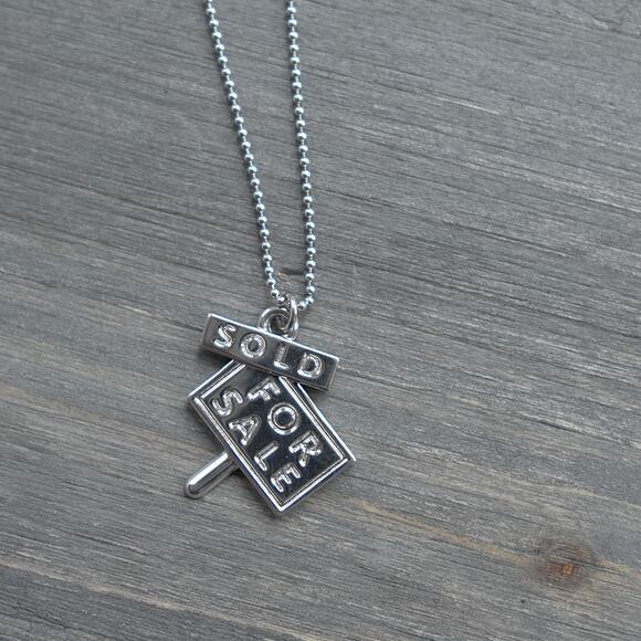 Sterling Silver 925 FOR SALE SOLD Pendant Necklace Realtor Gift Ball Chain S925 - Picture 5 of 7